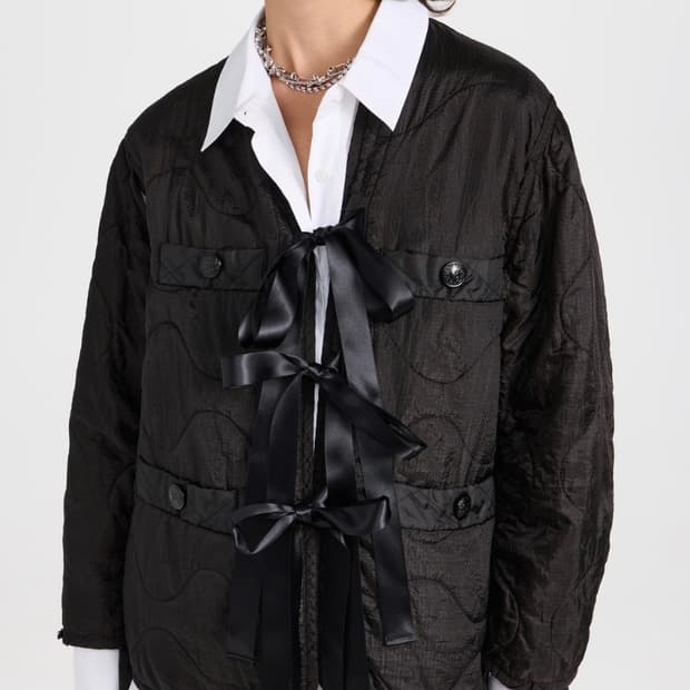 R13 퀄팅 타이 봄버 자켓