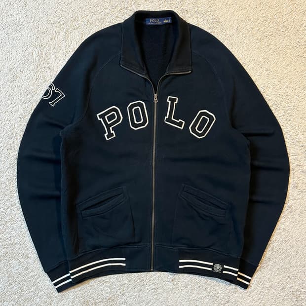 폴로 랄프로렌 신형 스펠아웃 아치로고 코튼 집업 자켓 블랙