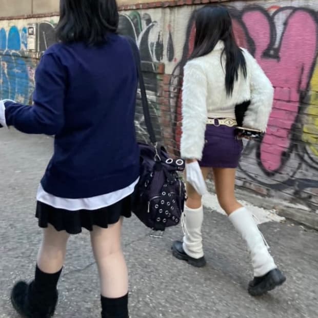 일본 빈티지 퍼플 미니스커트