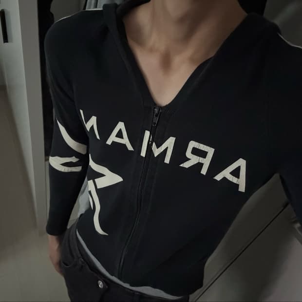Armani 아르마니 익스체인지 로고 니트 후드 집업 M