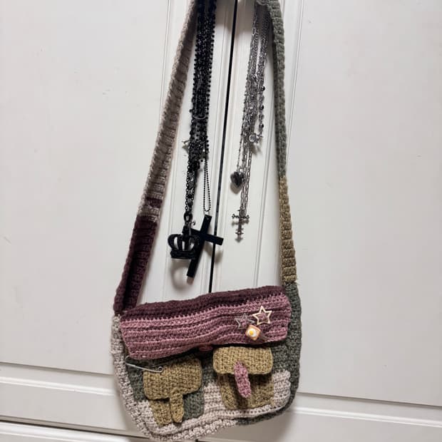 빈티지 모리걸 모리 가방 핸드메이드 뜨개질 크로스백 숄더백