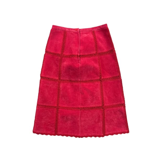vintage 레드컬러 미디스커트
