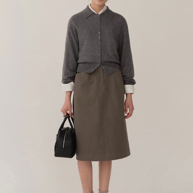 킨더살몬 캐시미어 가디건 멜란지 그레이