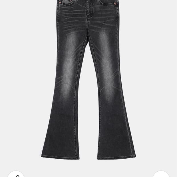 배드블러드 0119 로우라이즈 붓컷 진 - 블랙