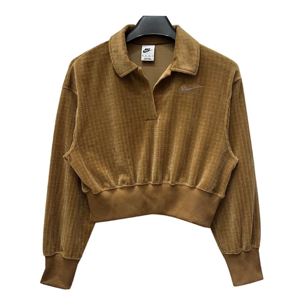 나이키 NSW 에일 브라운 벨루어 폴로 셔츠 XS