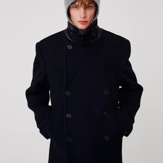 문선 2-Way Double Pocket Pea Coat