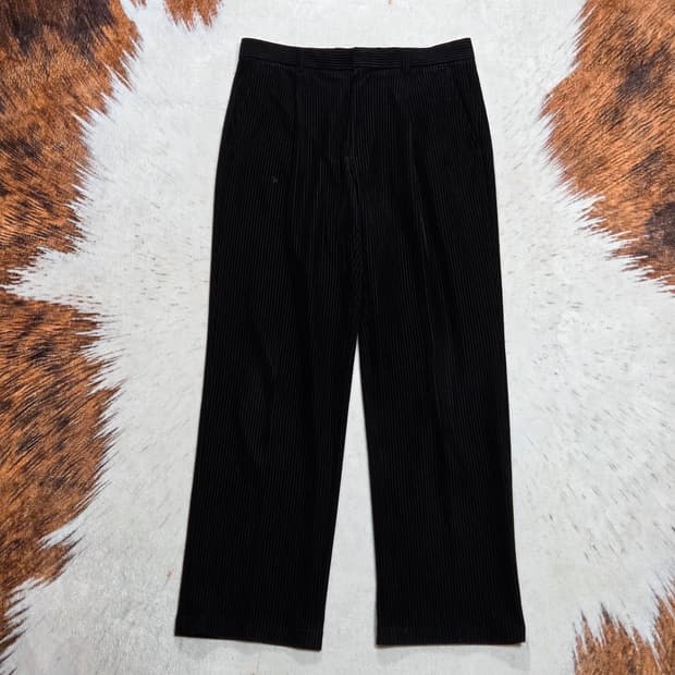 빈티지 블랙 원핀턱 벨벳 코듀로이 팬츠
