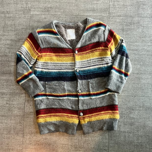 일본빈티지 Powerpeople 올드스쿨아메카지 레인보우 니트가디건