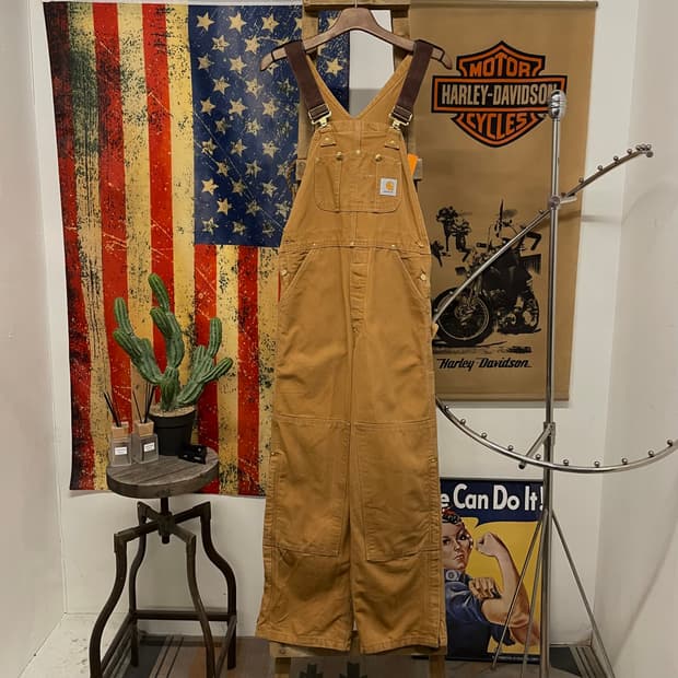 90s 칼하트 오리지널 워크 웨어 더블니 오버롤 데님 멜빵