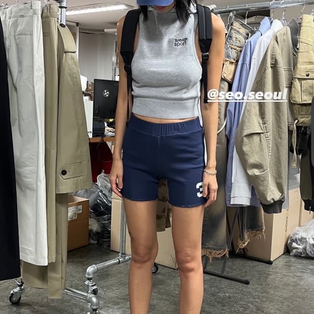 에스이오 코튼 니트 슬리브리스 후드