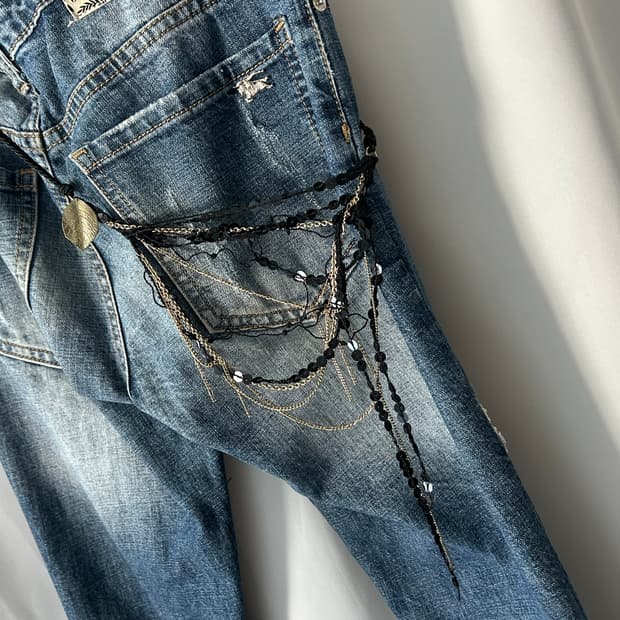 드롭 스팽글 투웨이 목걸이 / 체인벨트