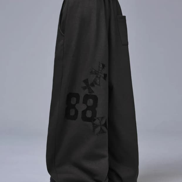 스켈리웩 88 크로스 백 패치 스웨트 팬츠 바지 차콜 L