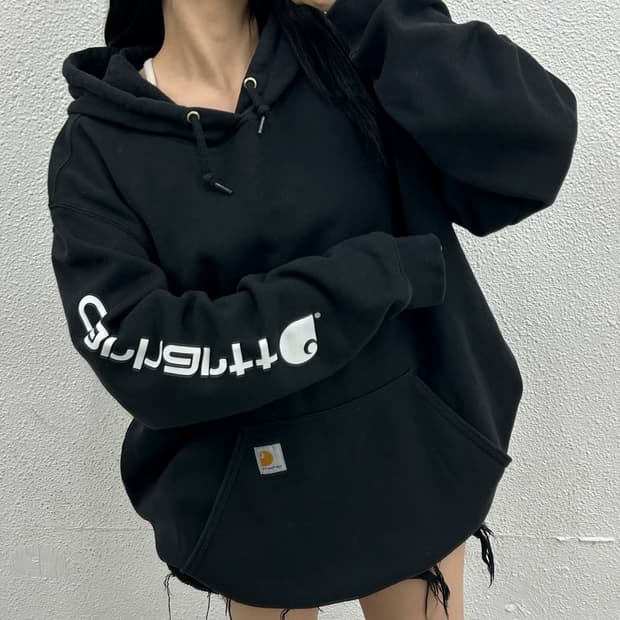 칼하트 사이드로고 블랙 후드 XL