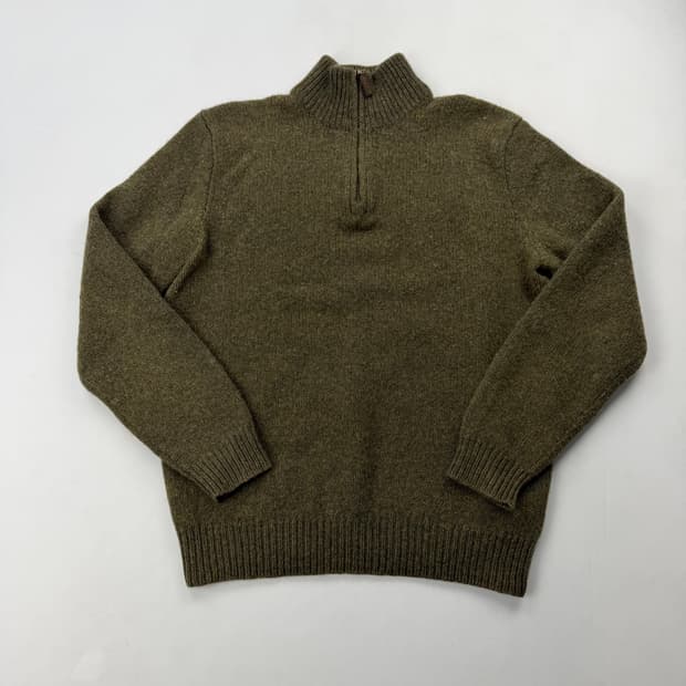 폴로 랄프로렌 그린 메리노울&앙고라 니트 반집업