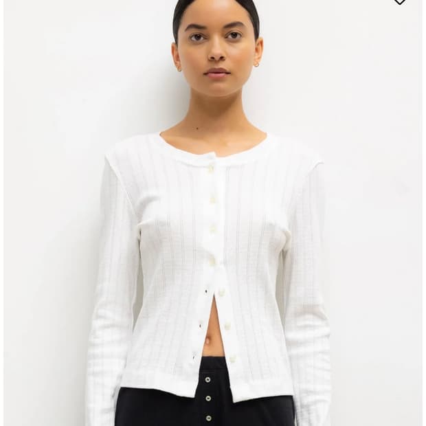 Leset- Pointelle Classic Crew Cardigan