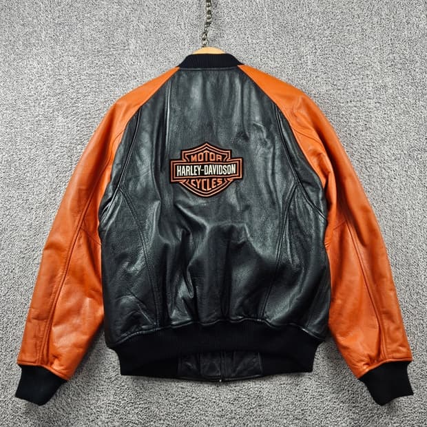 할리데이비슨 모터사이클 배색 봄버 가죽 자켓 ( L ) / 11108
