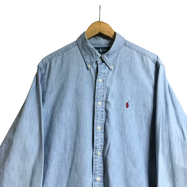 폴로 연청 빨간포니 데님셔츠