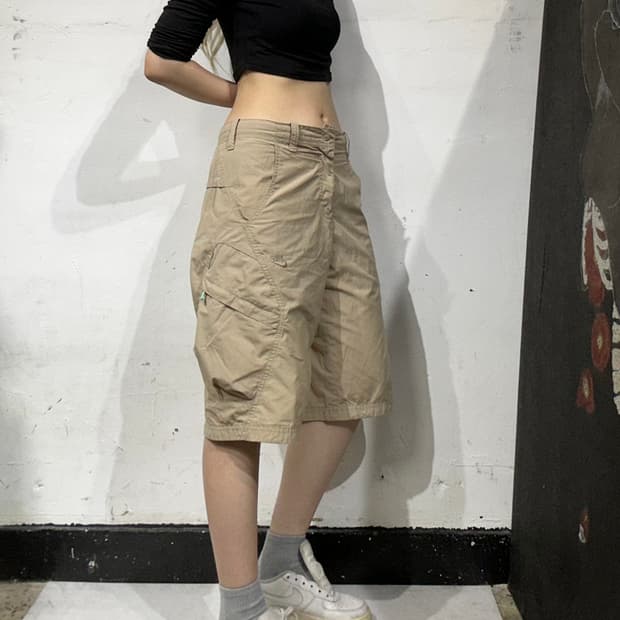나이키 베이지 하프 카고 팬츠 버뮤다 반바지 L