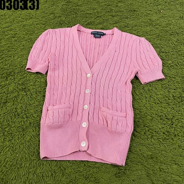 랄프로렌 케이블 니트 반팔 가디건