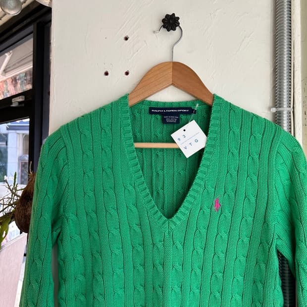 15467 - 폴로 랄프로렌 케이블 브이넥 니트