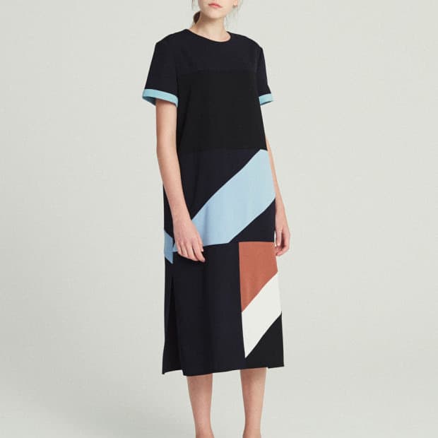 렉토 정유미 컬러블록 원피스