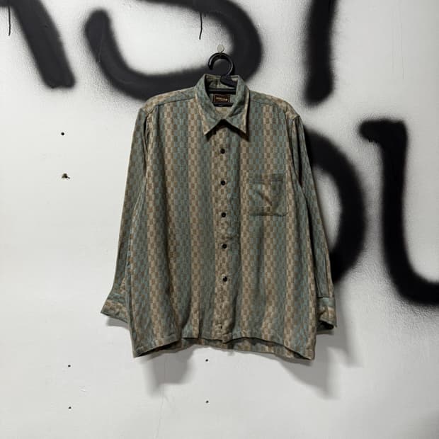 VTG 빈티지 스트라이프 체크 패턴 긴팔 셔츠