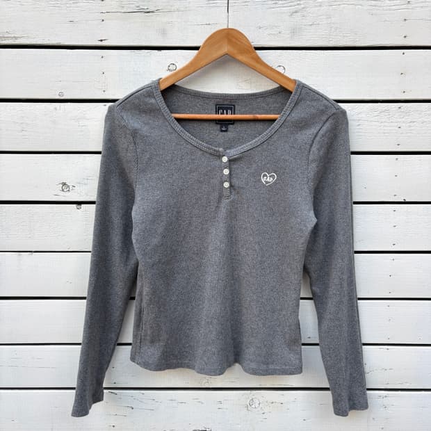 Gap 갭 헨리넥 골지 티셔츠