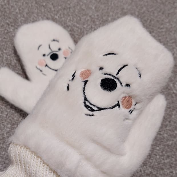 슈펜X위니더푸우 화이트 푸우 퍼 장갑