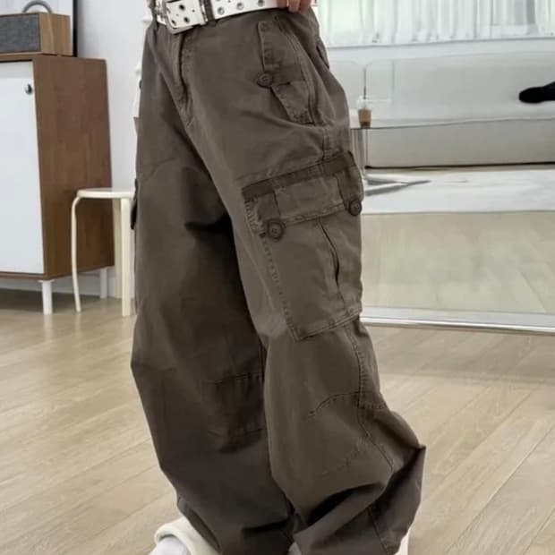 시니컬 다잉 카고 와이드 팬츠 브라운