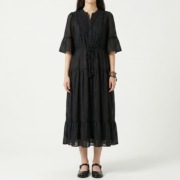 ​써스데이아일랜드 테슬 포인트 티어드 롱 원피스 (M