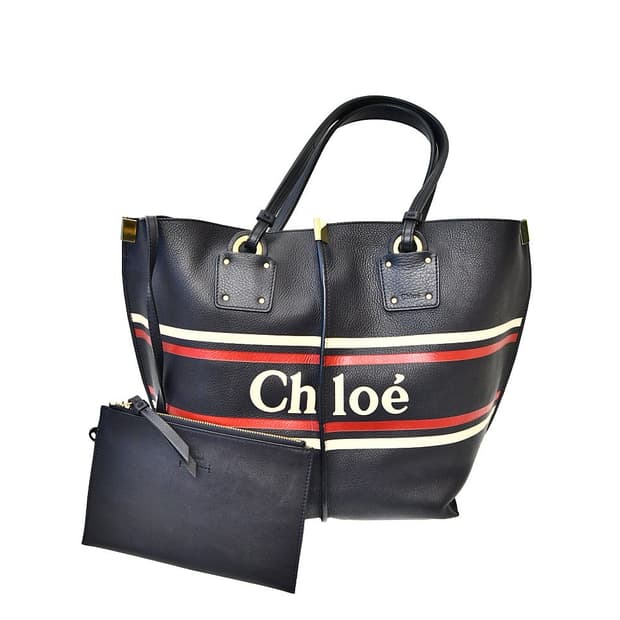 끌로에 빅로고 스트라이프 레더 숄더백(정품)