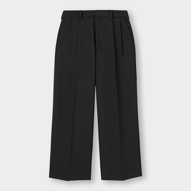 [거의 새상품, M] GU 슈퍼 와이드 슬랙스 블랙 팬츠