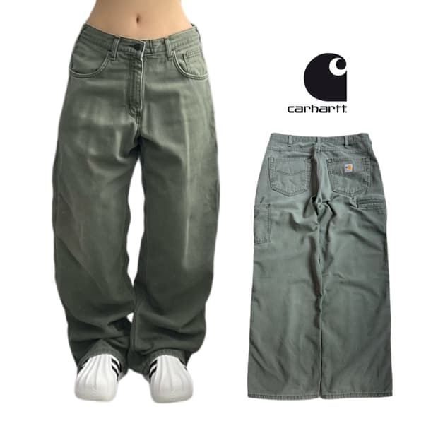 칼하트 OG 모스그린 카펜터 와이드 워크팬츠