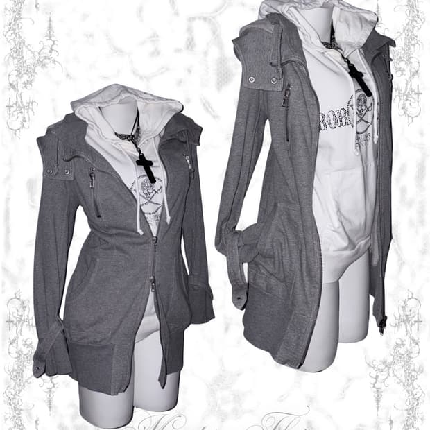 00s 하이넥 아우터 & 해곡 큐빅 후집 세트