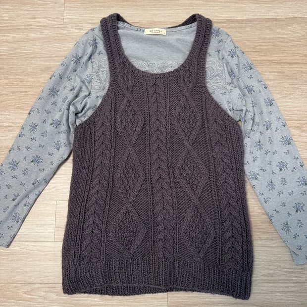 빈티지 모리걸 니트조끼 + 티셔츠