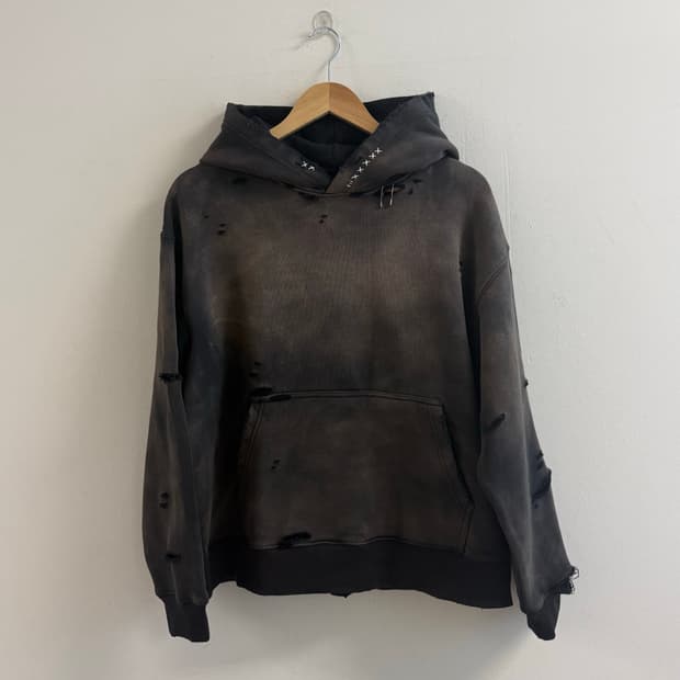 Distressed fading sashiko custom 후드집업