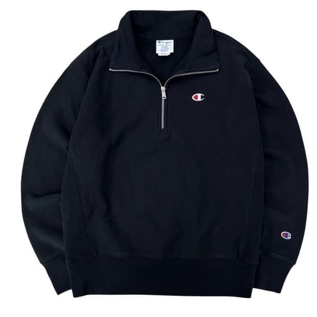챔피온 리버스위브 반집업 블랙 (2XL) 