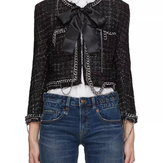 (~2/5, 민지 허윤진 착용) r13 체인 숄더 트위드 자켓 xs