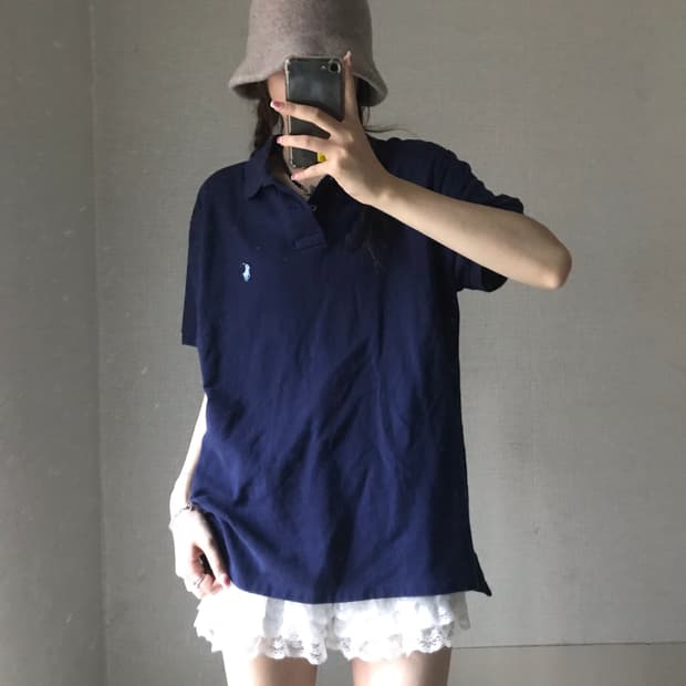 폴로 네이비 오버핏 반팔pk