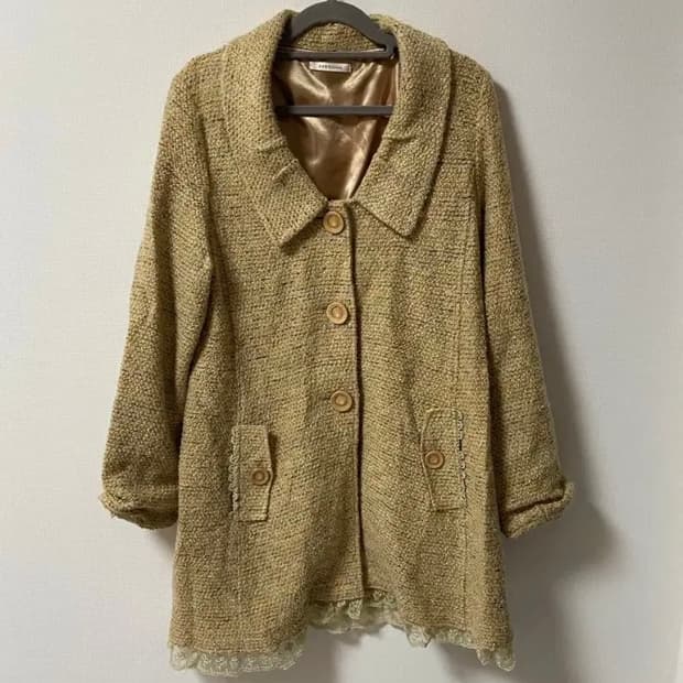 일본 빈티지 모리걸 오네라떼히메 갸루 레이스니트 원피스 자켓