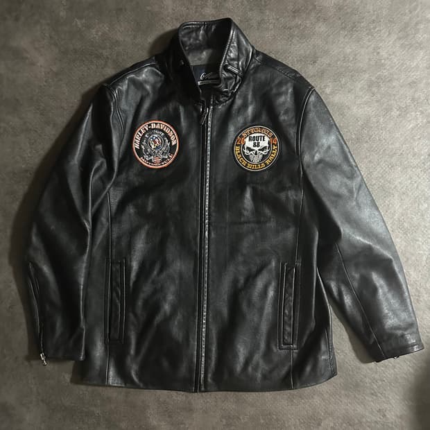 크로커다일 양가죽 바이커 자켓