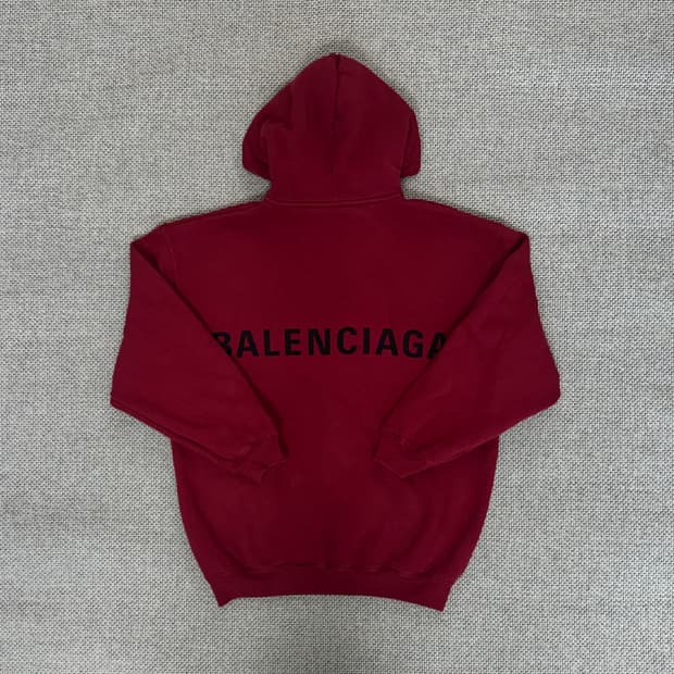 발렌시아가 백로고 후드티 레드 