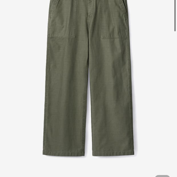 카미아 백사틴 레귤러 퍼티그 팬츠 카키 초판 L