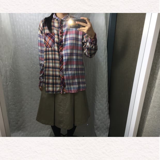 파스텔 체크 단추 셔츠