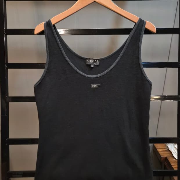 [XL] 구찌 GUCCI 빈티지 95년식 리브 탱크탑 블랙 12.9