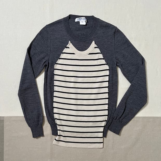 꼼데가르송 스트라이프 패치 니트 conme des garcons