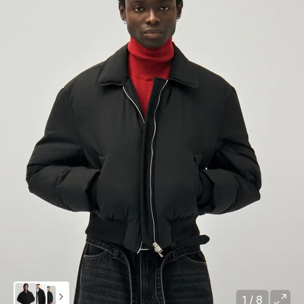 노이어 패디드 울 크롭 블루종 50 블랙