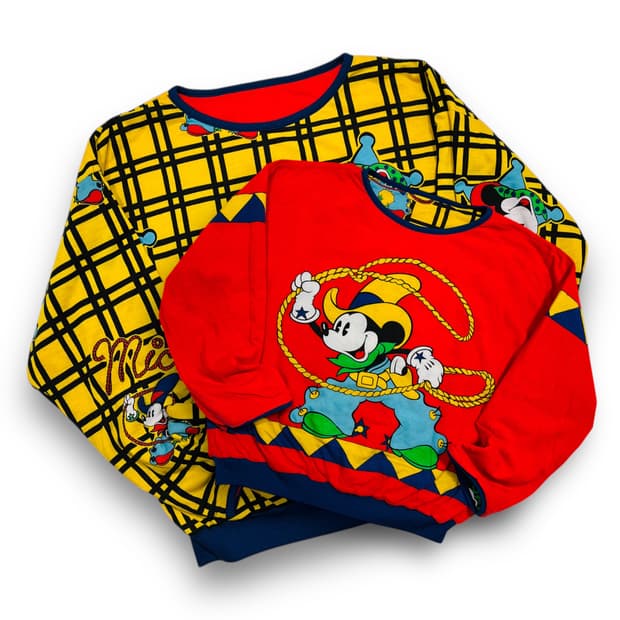 디즈니 90s 미키 마우스 리버시블 웨스턴 맨투맨