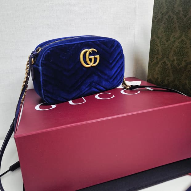 구찌 마몽 벨벳 카메라백 블루