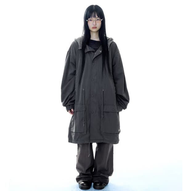 코이세이오 워시드 밀리터리 자켓 머드 차콜 야상 재킷